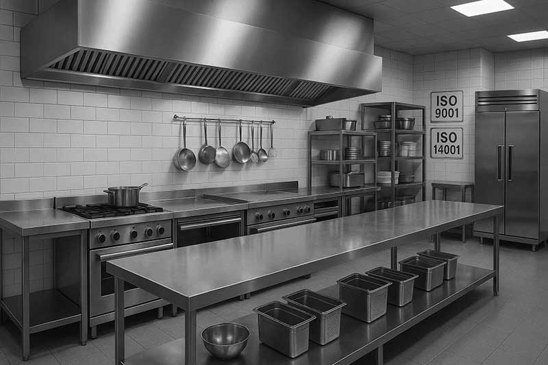 bucatarie industriala din inox certificată ISO 9001 și ISO 14001