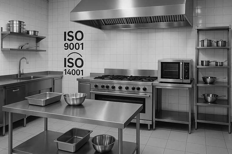 bucatarie industriala din inox certificată ISO 9001 și ISO 14001